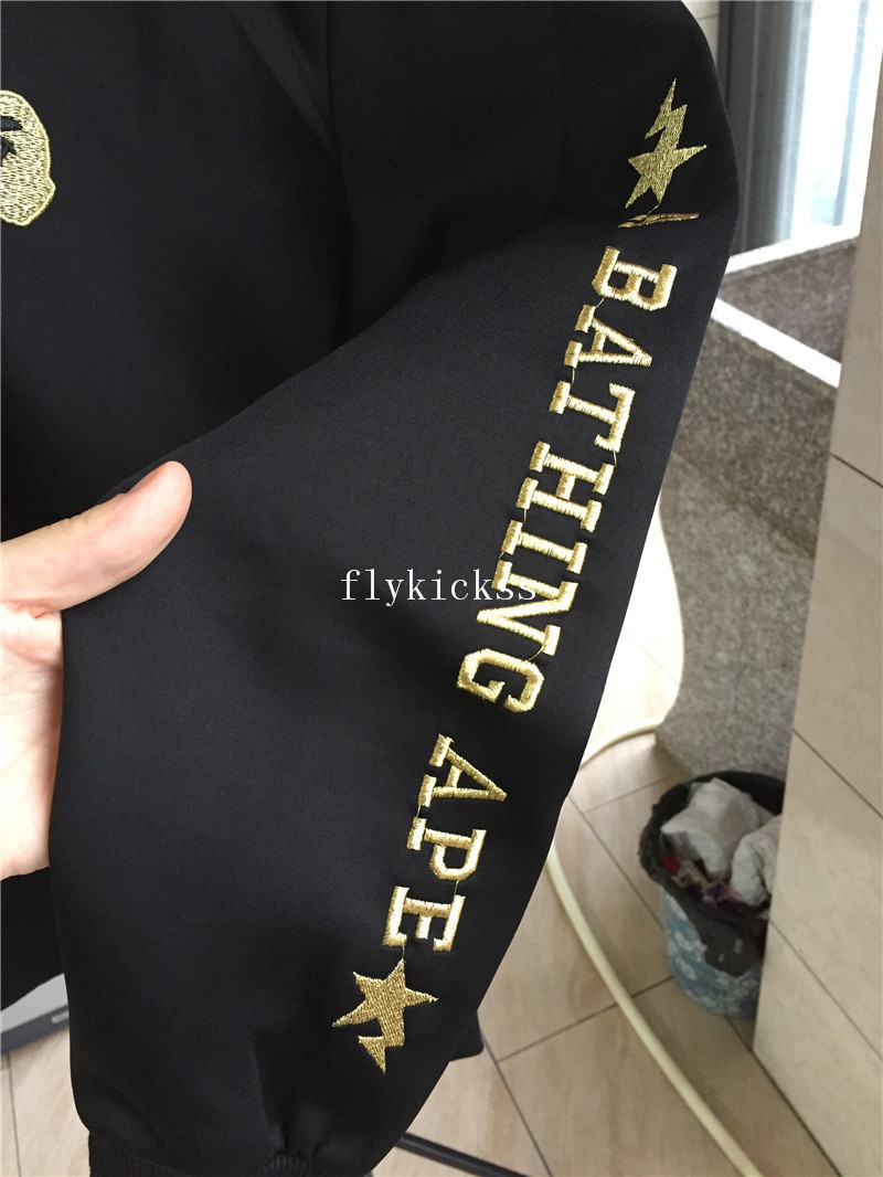 A Bathing Ape Premium BAPE Black Gold Shark Hoodie